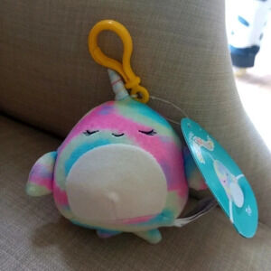 Ter squishmallow plush keychain keyring collectable women's girls cute pink whit